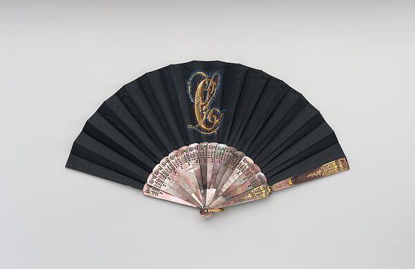 Fan, H. Bach, Paper, silk, paint, mother-of-pearl, gold, gilt, Spanish, Madrid