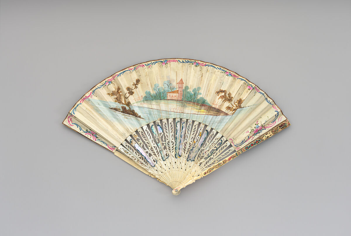 Fan, Paper, ivory, and mother-of-pearl, possibly Dutch