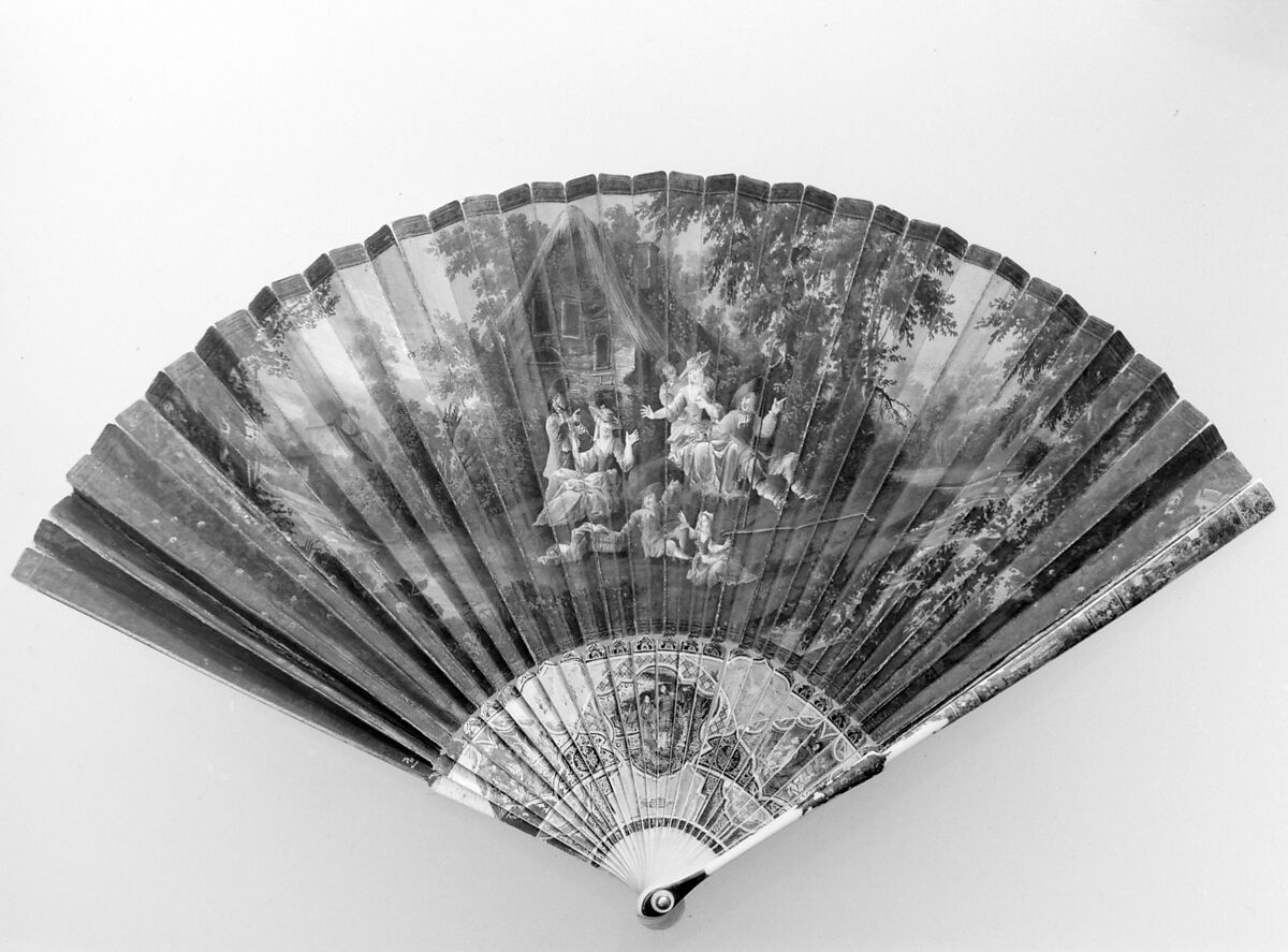 Fan, Ivory, paper, tortoiseshell, French 