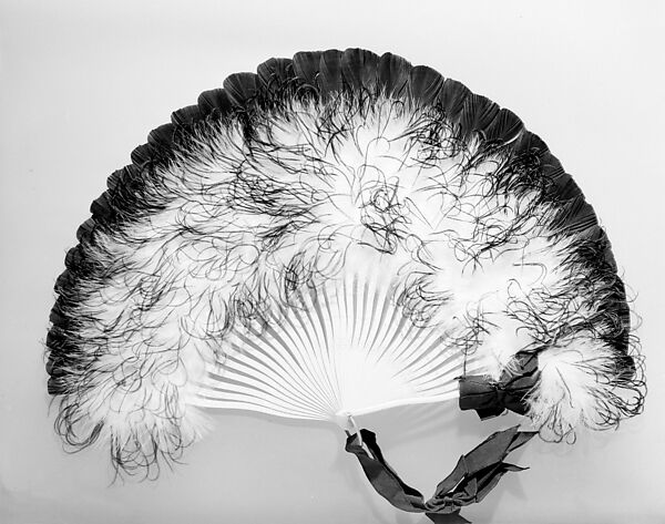 Fan, Feathers, wood, ribbon, French 