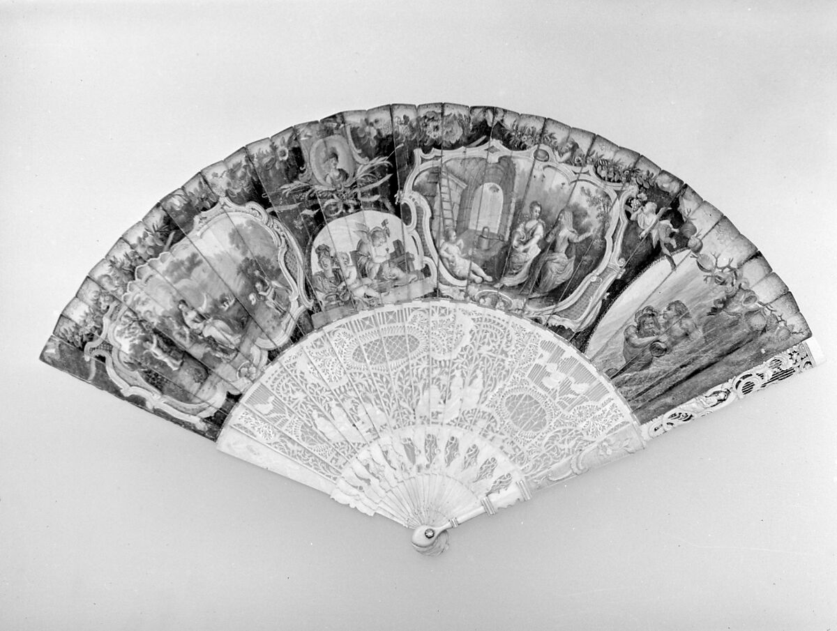 Fan, Parchment, glass, and ivory, probably Dutch 