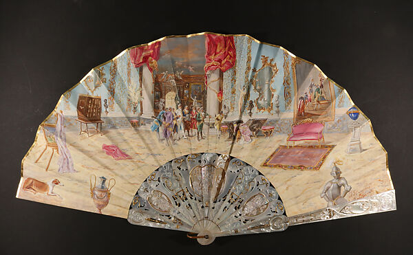 The Choice of a Model, Painted by J.  Higueras, Parchment, paint, mother-of-pearl, gilt, metal, Spanish 