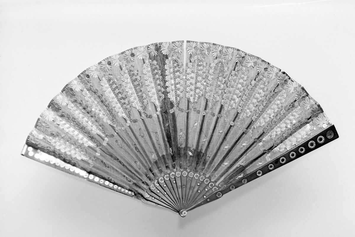 Fan, Silk, ivory, paper, metal, French 