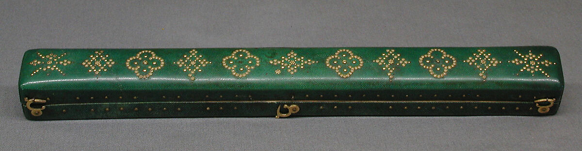 Fan case, Shagreen, gilt copper, velvet and wood, French 