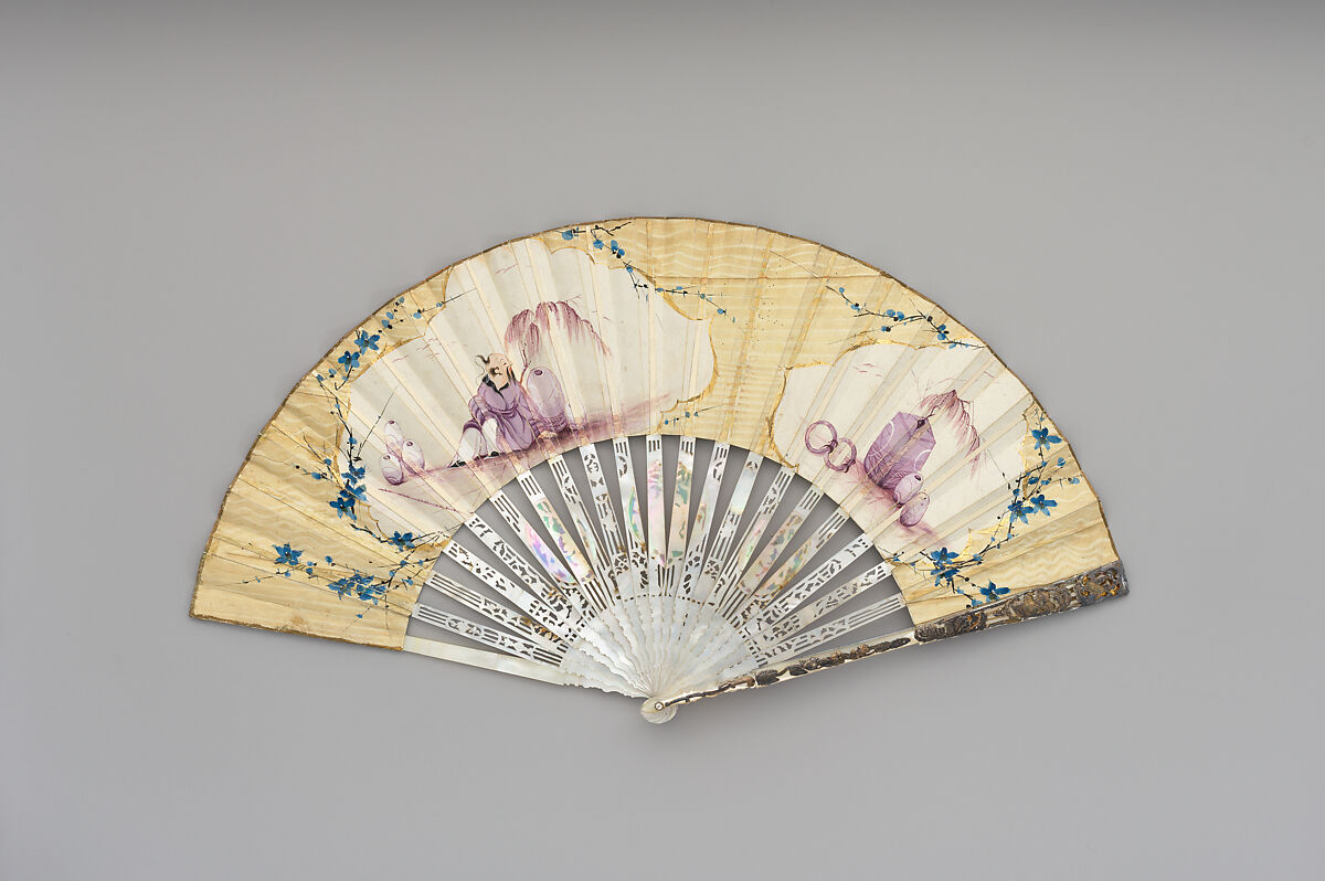 Fan, Paper, mother-of-pearl, glass, and metal foil, Dutch