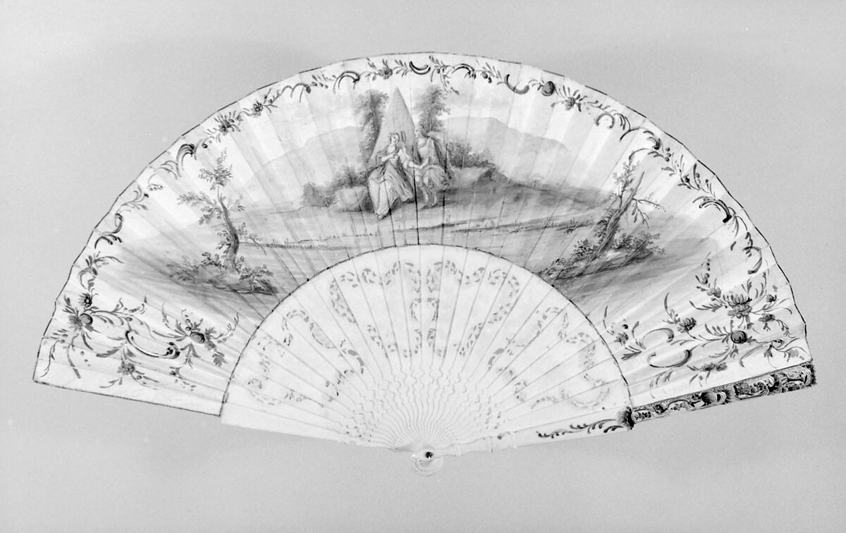 Fan, Parchment, paper, ivory, French