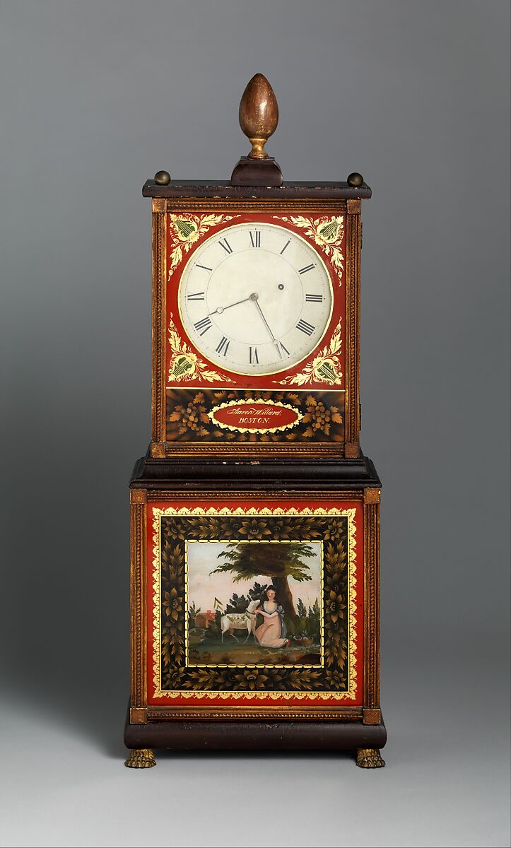 Shelf Clock, Aaron Willard (1757–1844), Mahogany, giltwood, glass, American