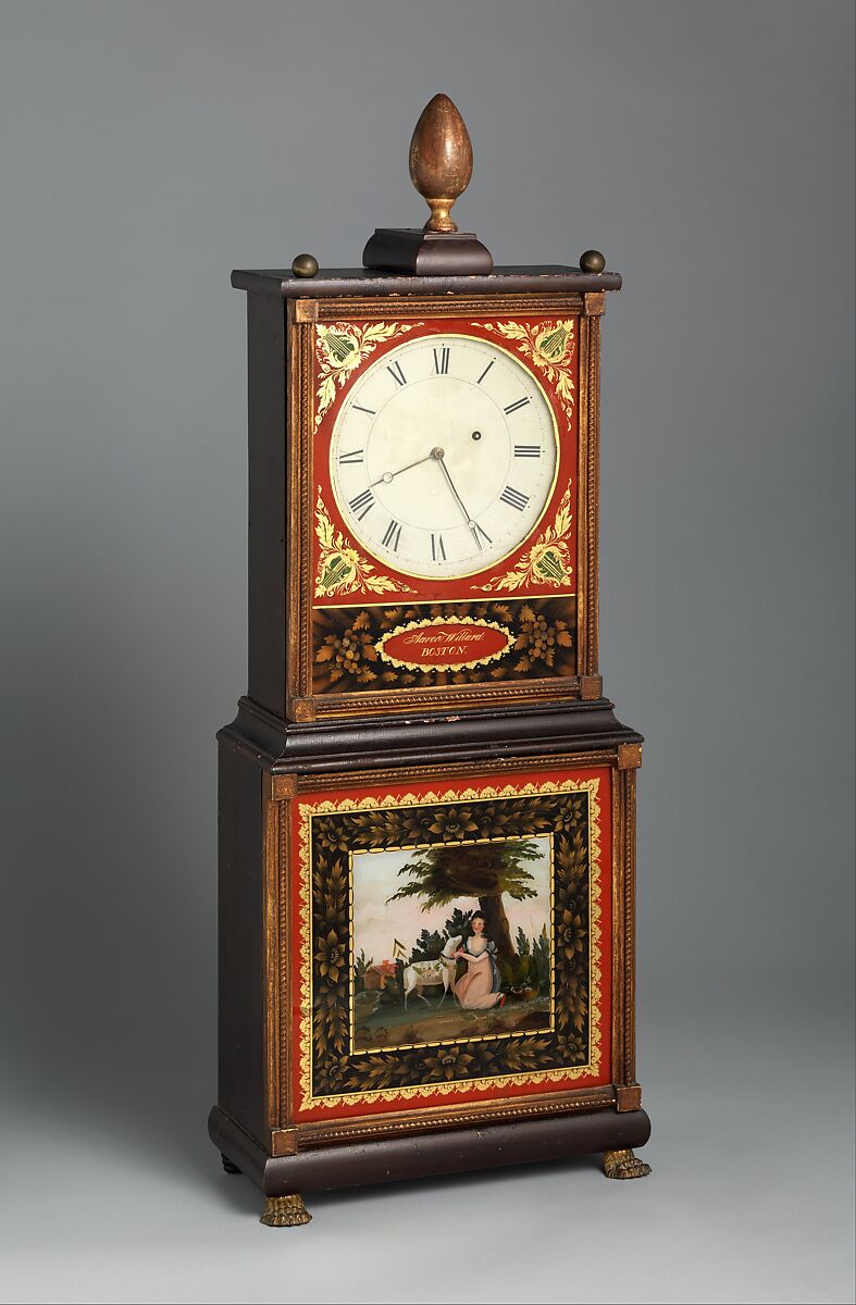 Shelf Clock, Aaron Willard (1757–1844), Mahogany, giltwood, glass, American