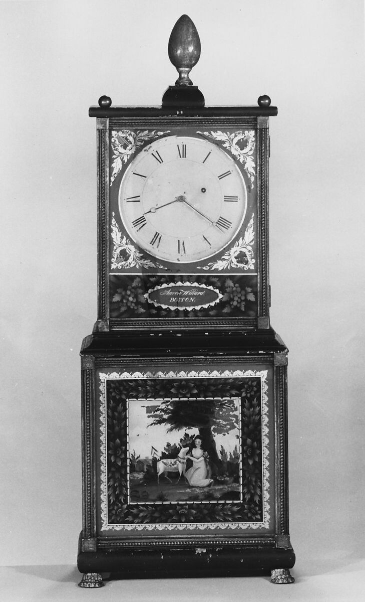 Shelf Clock, Aaron Willard (1757–1844), Mahogany, giltwood, glass, American 