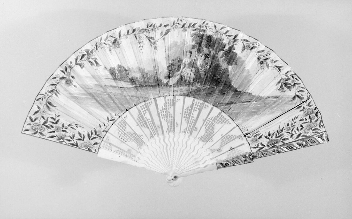 Fan, Paper, ivory,  mother-of-pearl, French