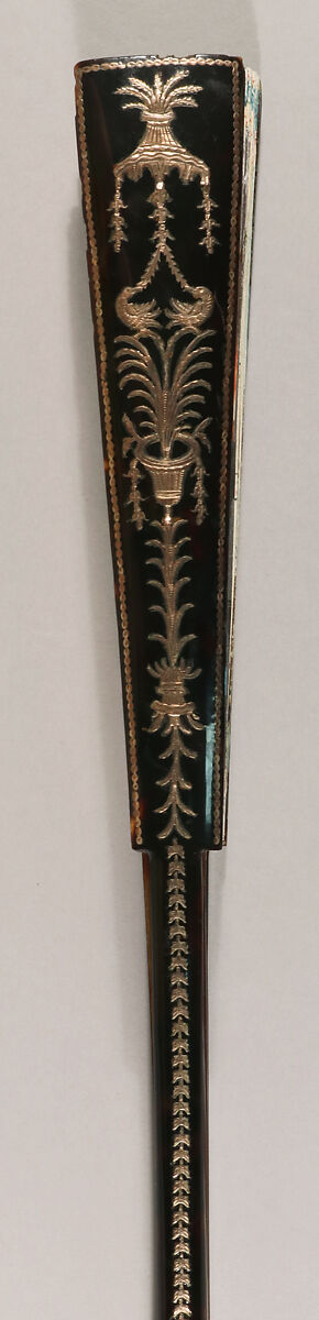 Folding Fan with representations of Pompeii and the 1786 eruption of Vesuvius, Gouache on parchment; tortoiseshell, gilt metal, glass, Italian