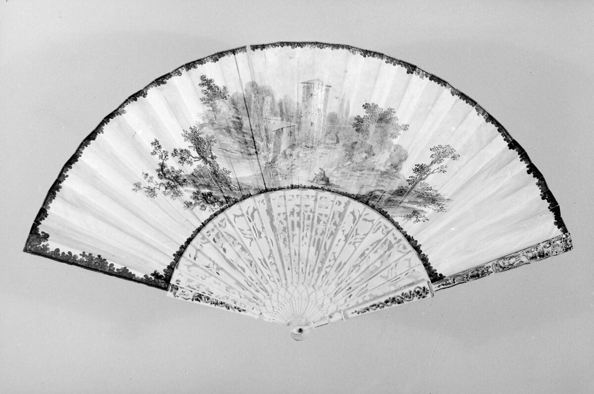 Fan, Parchment, ivory, French