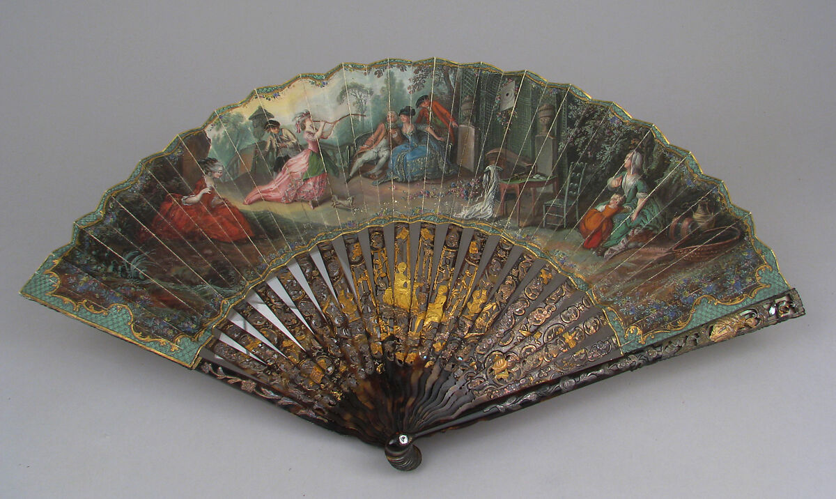 Fan, Parchment, tortoiseshell, French 