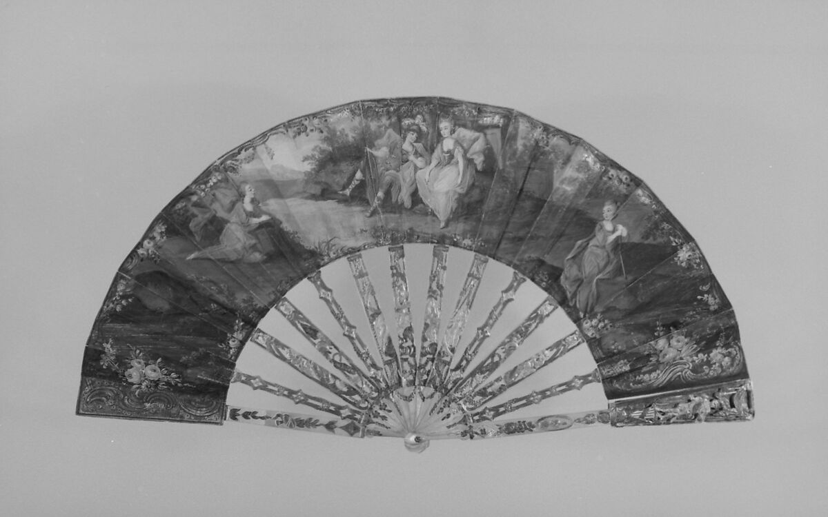 Fan, Parchment, paper, mother-of-pearl, French 
