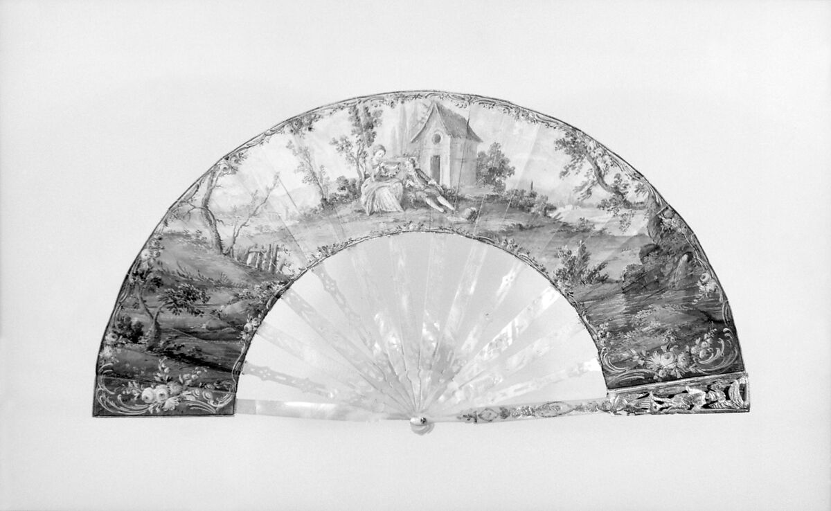 Fan, Parchment, paper, mother-of-pearl, French