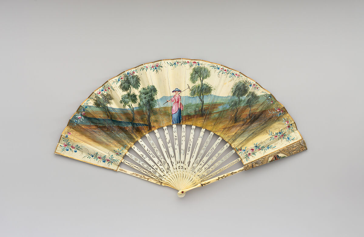 Fan, Paper, glass, gold and silver foil, ivory, Spanish