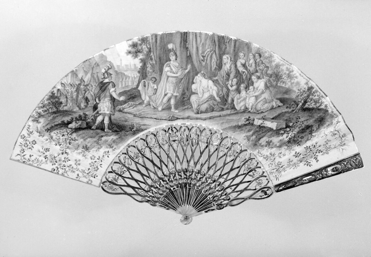 Fan, Parchment, mother-of-pearl, French 