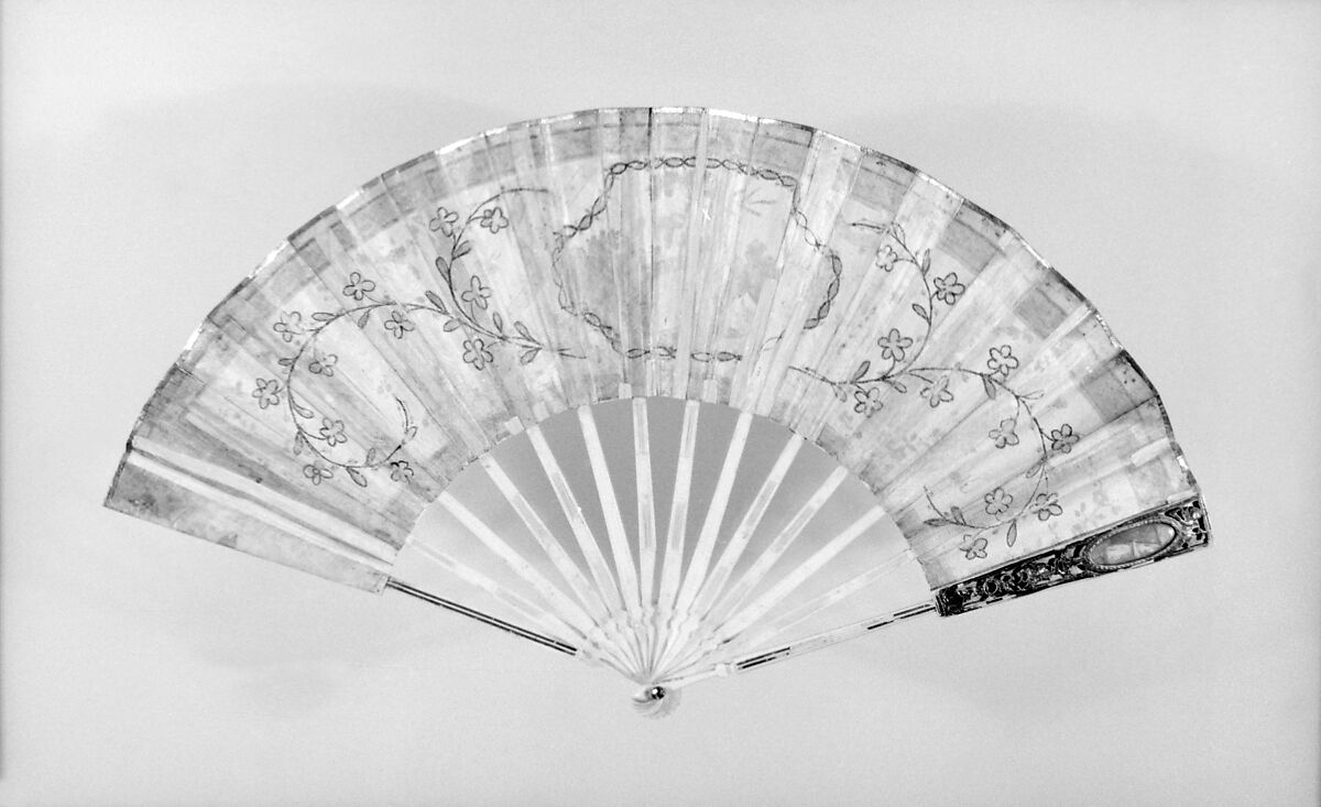 Fan, Silk, metal, gold and silver, glass, ivory, mother-of-pearl, French 