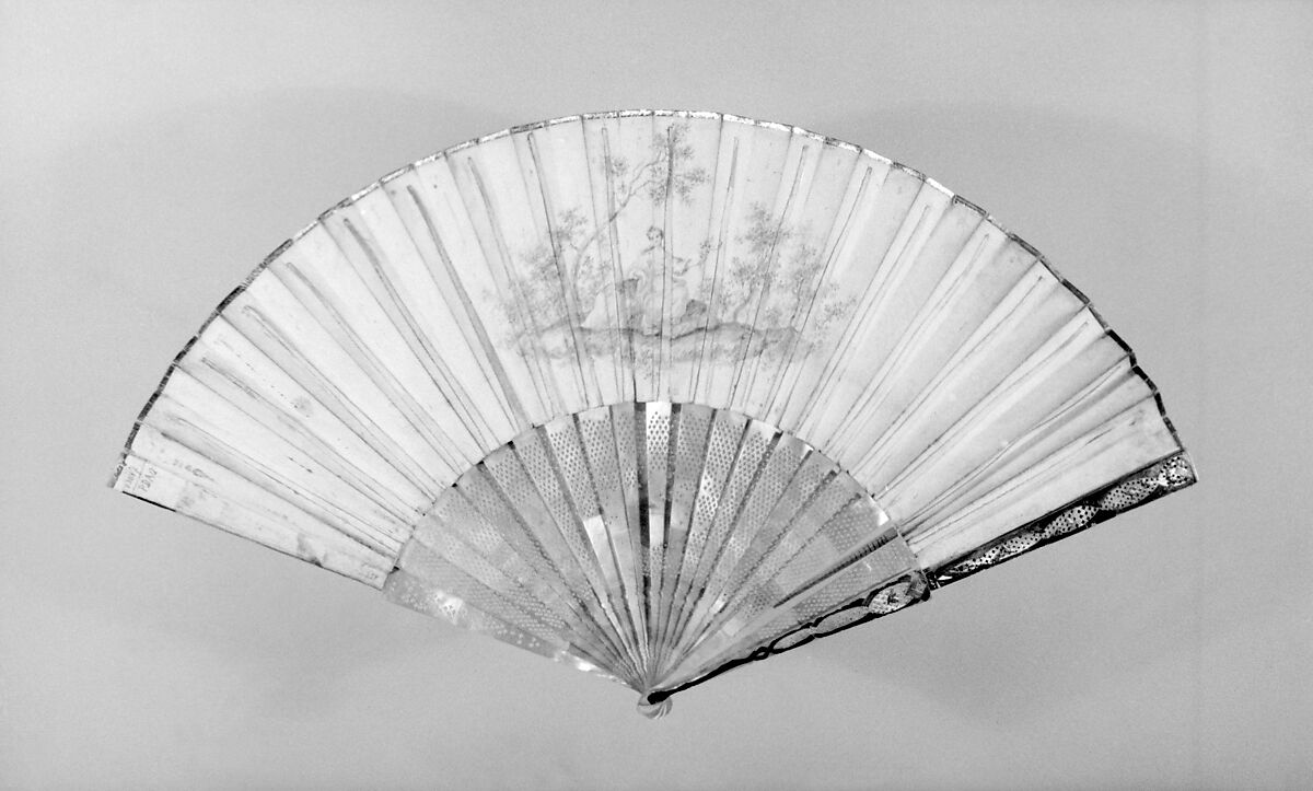 Fan, Parchment, mother-of-pearl, French 