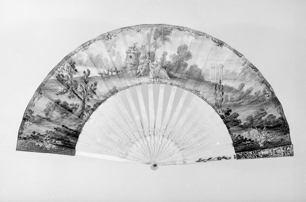 Fan, Paper, ivory, glass, French