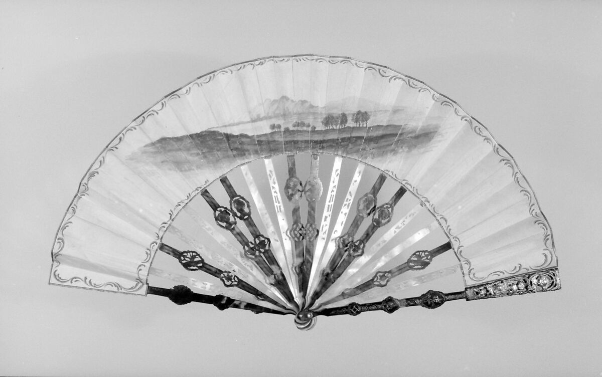 Fan, Parchment, paper, mother-of-pearl, tortoiseshell, French