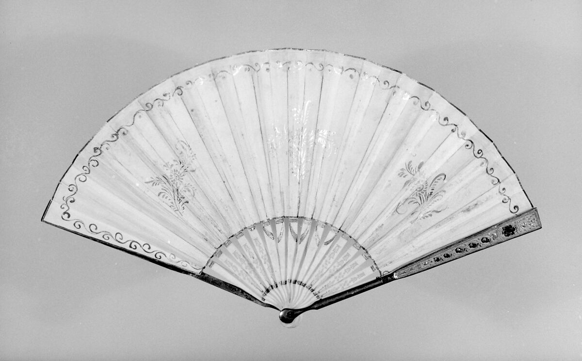 Fan, Paper, paint, parchment, ivory, foil, metal, glass, French