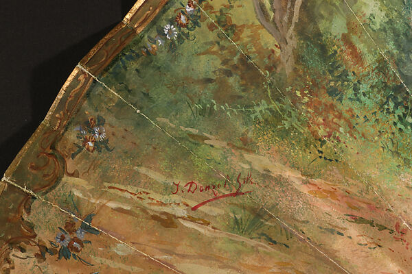 Fan, Jules Donzel, fils (French, 1865 – 1927), Parchment, paint; imitation tortoiseshell, gilded and silvered, glass, metal, French