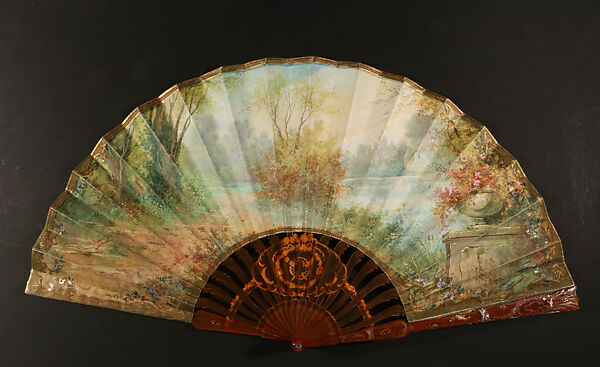 Fan, Jules Donzel, fils (French, 1865 – 1927), Parchment, paint; imitation tortoiseshell, gilded and silvered, glass, metal, French