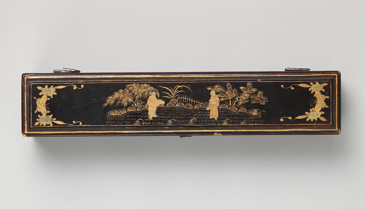 Fan box, Wood, silk, and paper, Chinese 