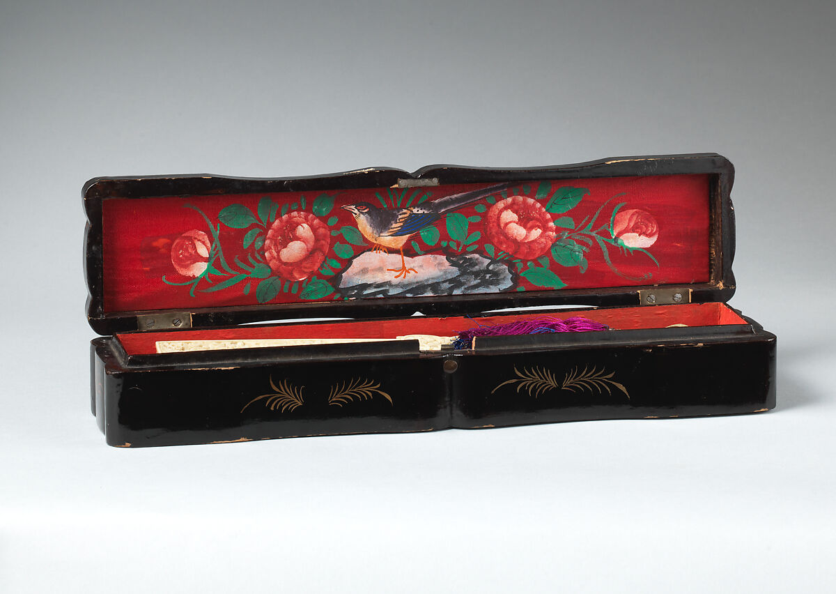 Fan box, Wood and silk, Chinese