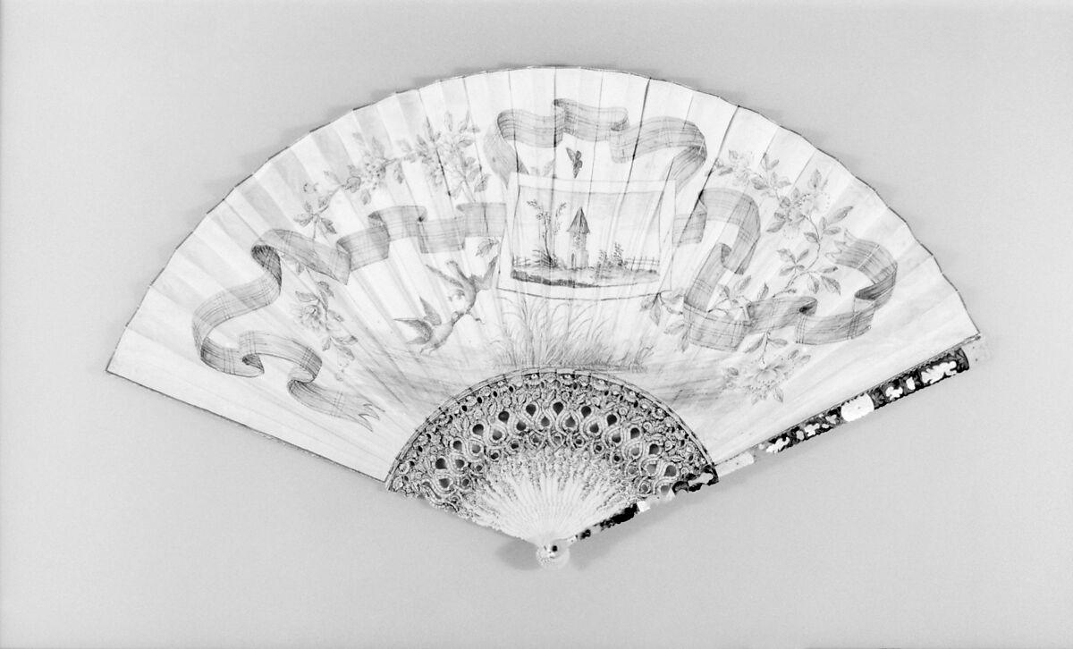 Fan, Parchment, ivory, mother-of-pearl, tortoiseshell, French