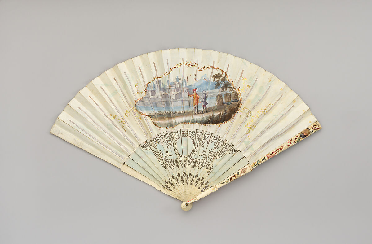 Fan, Parchment, ivory and mother-of-pearl, French or German