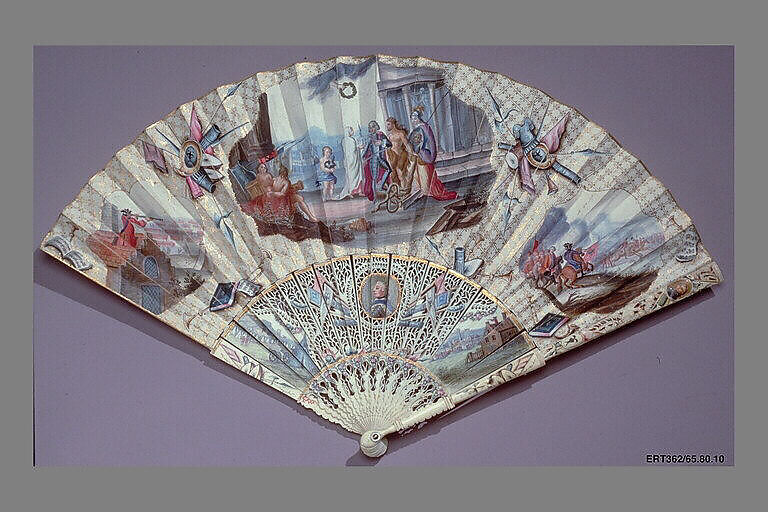 Fan, Parchment, ivory and mother-of-pearl, French or German 