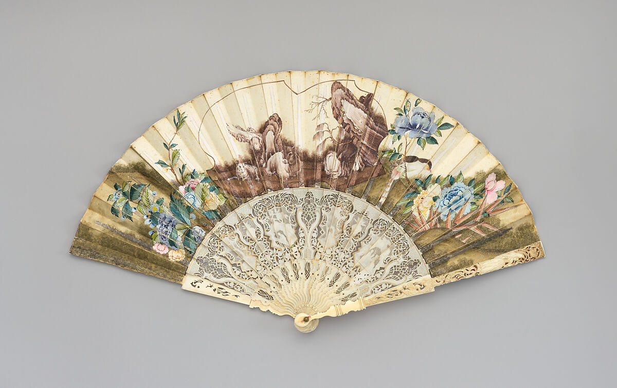Fan, Paper, ivory, and mother-of-pearl, Dutch
