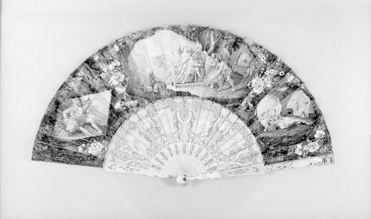 Fan, Paper, ivory, and mother-of-pearl, Dutch 