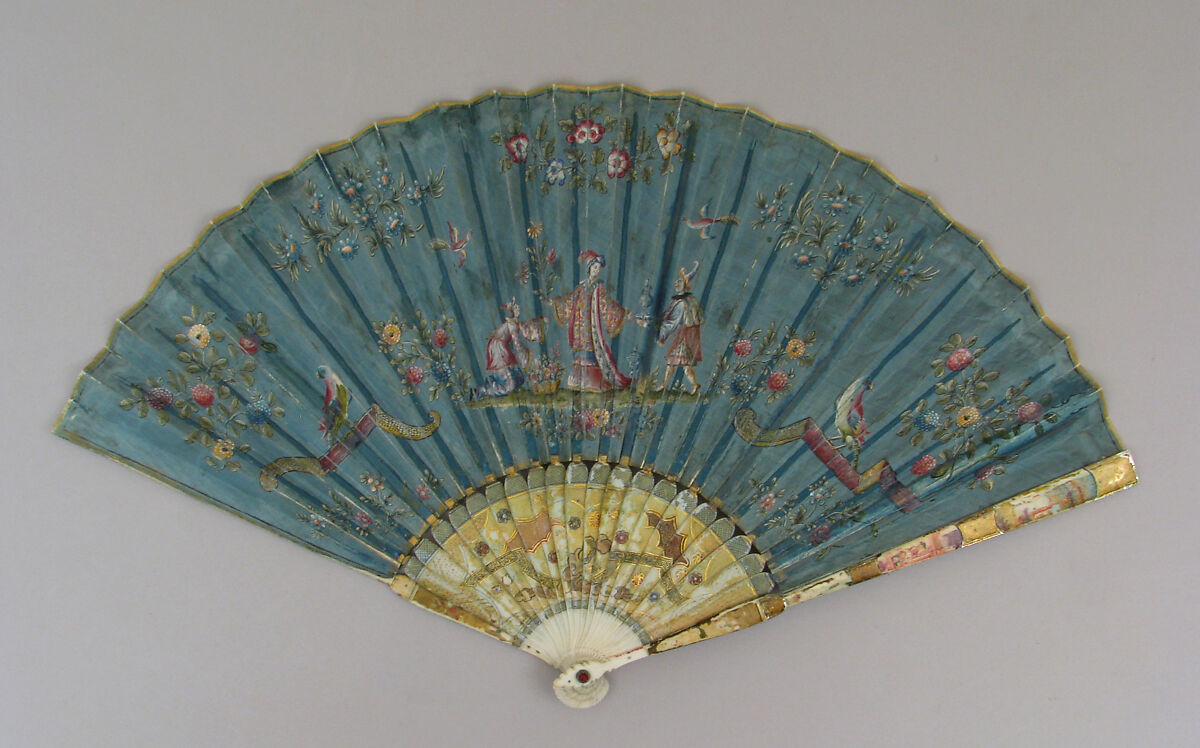 Fan, Silk, ivory, mica, French