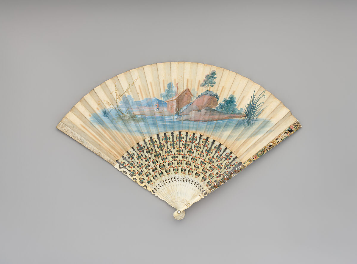 Fan, Paper and ivory, possibly Dutch