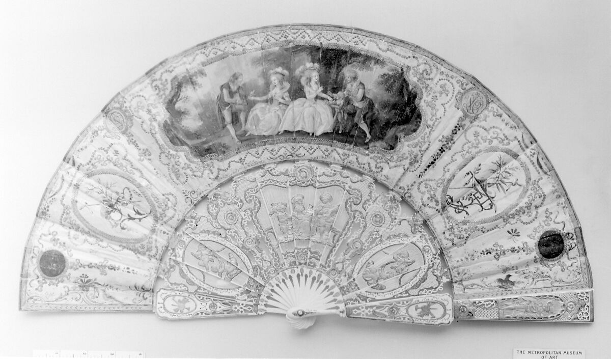 Fan, Silk, ivory., French 