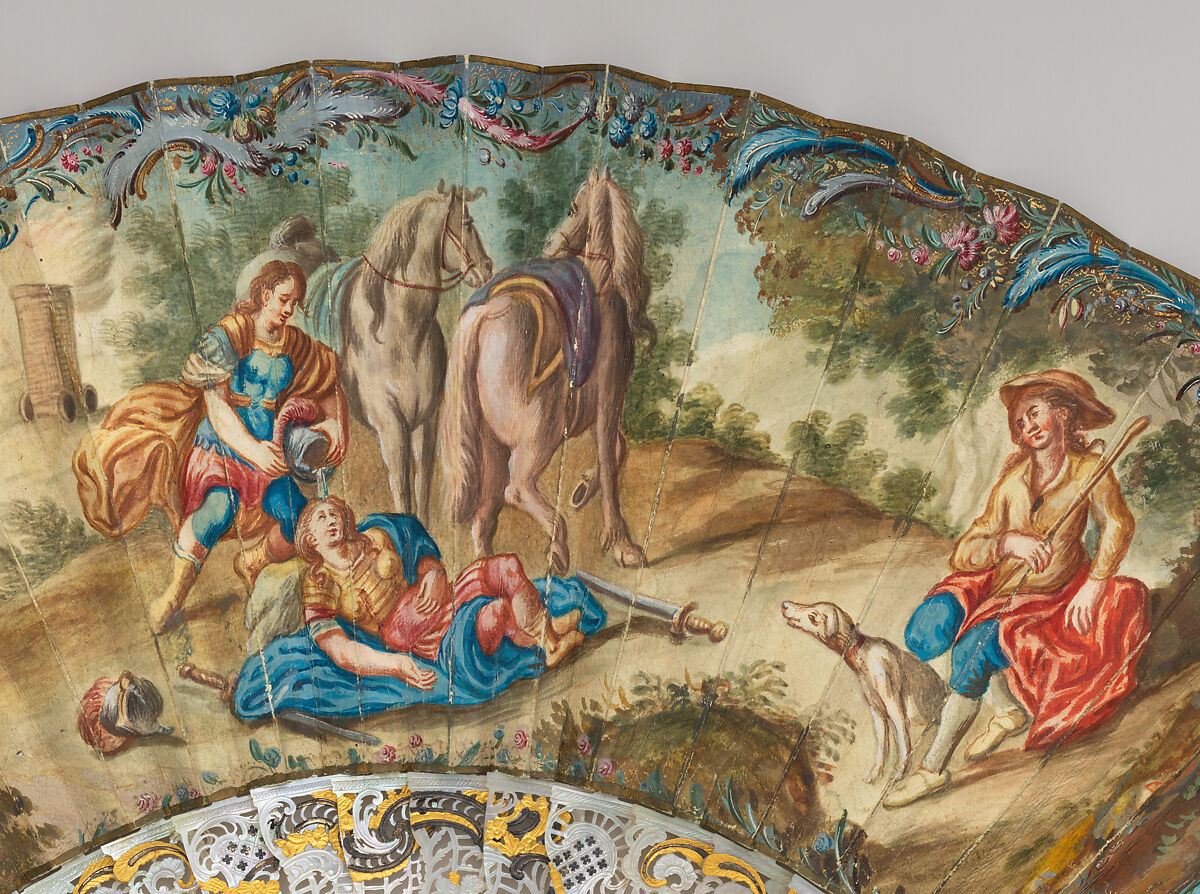 Tancred and Clorinda, from the story "Gerusalemme Liberata", Parchment, paint, mother-of-pearl, gold, precious stones, possibly German