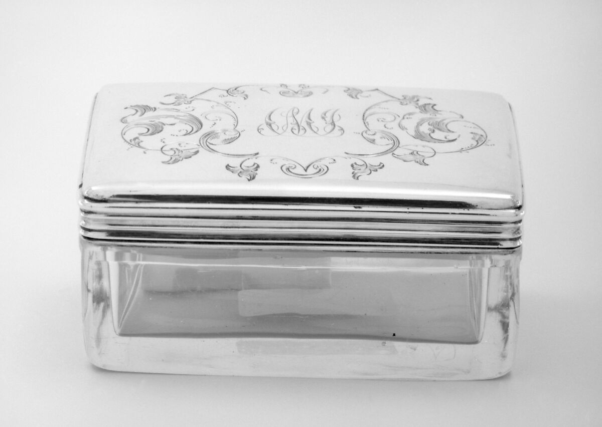 Pair of crystal boxes with covers (part of a set), Johann Bernhard Hertz (Hentz) (master 1834–1855), Silver, crystal; silver, Russian, St. Petersburg 