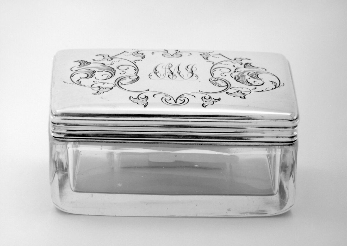 Pair of crystal boxes with covers (part of a set), Johann Bernhard Hertz (Hentz) (master 1834–1855), Silver, crystal; silver, Russian, St. Petersburg