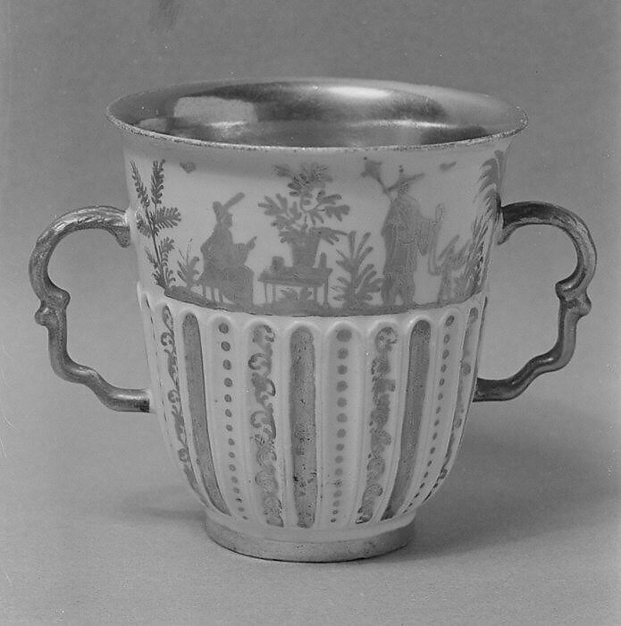 Two-handled cup, Meissen Manufactory (German, 1710–present), Hard-paste porcelain, German, Meissen with German, Augsburg decoration 