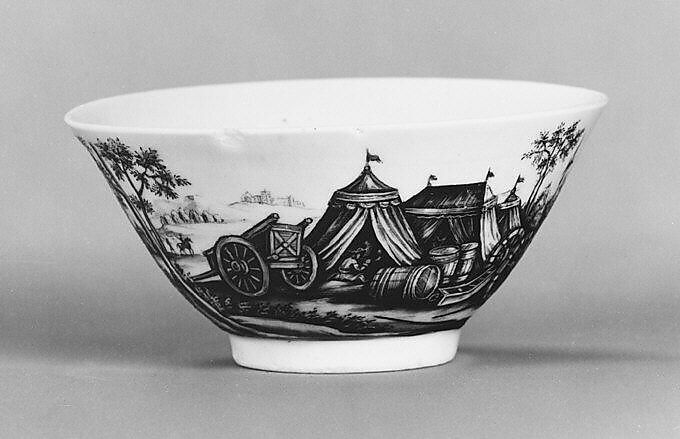 Teabowl and saucer, Meissen Manufactory (German, 1710–present), Hard-paste porcelain, German, Meissen posiblywith German, Breslau (Wrocław) decoration