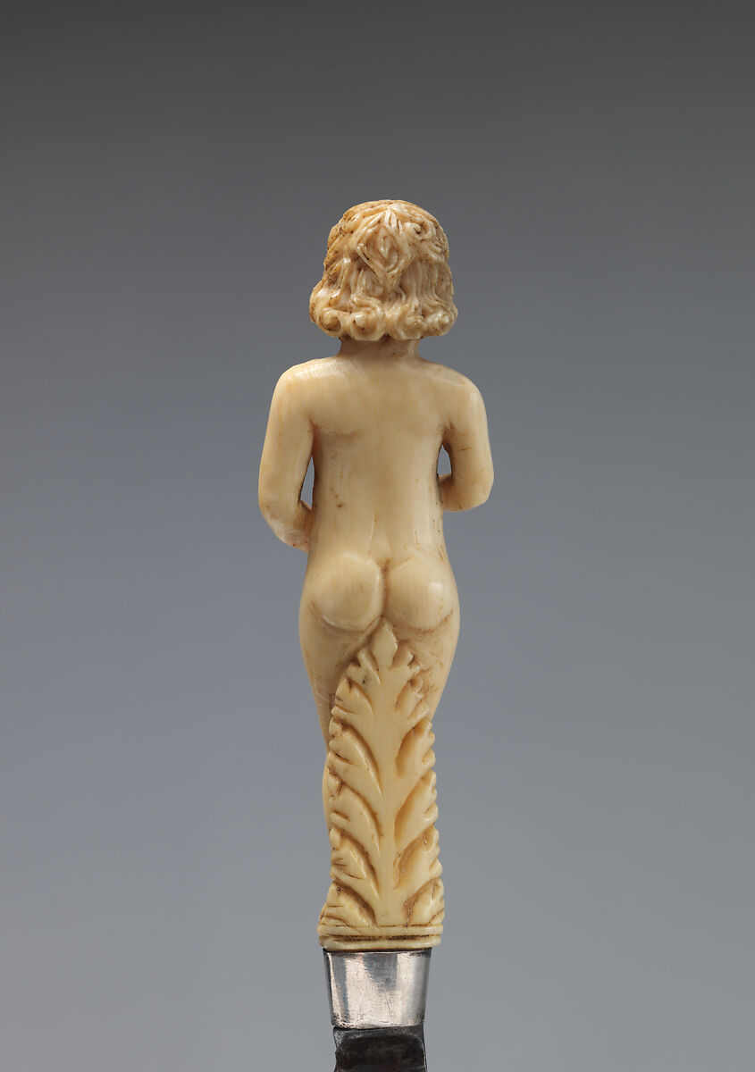 Wedding knife, fork and sheath, Ephraim How (British, 1652–1720), Ivory, steel, silver, aggregate inlay, British or Dutch