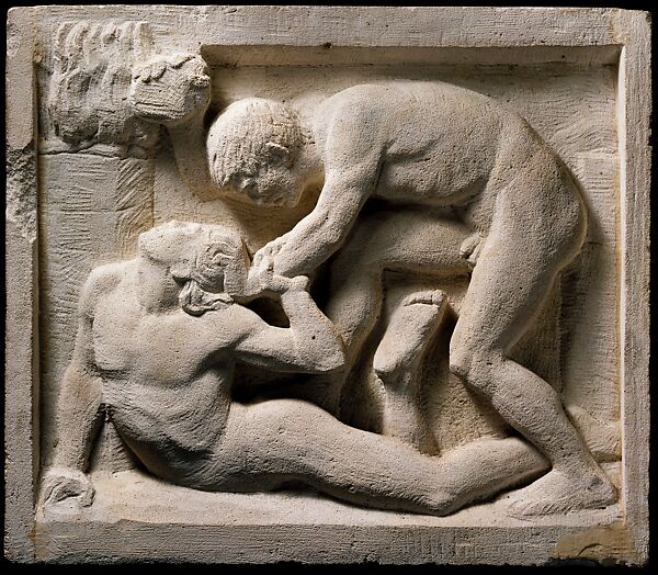 Cain and Abel, Adolf von Hildebrand (German, Marburg 1847–1921 Munich), Limestone (or tufa), German 