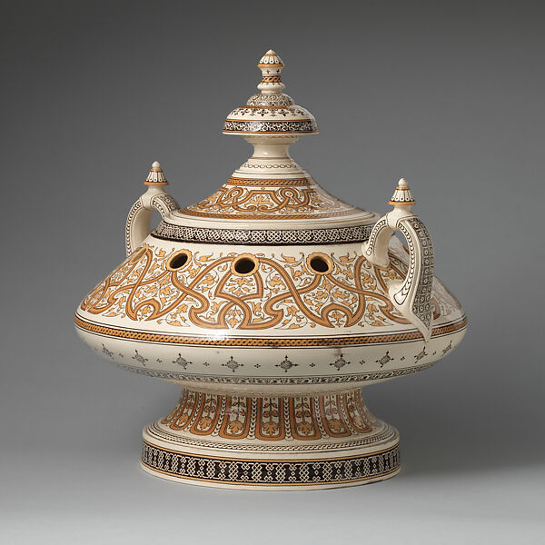 Potpourri, After Charles Toft (British, active ca. 1868–1882), Lead-glazed white earthenware, British, Stoke-on-Trent, Staffordshire