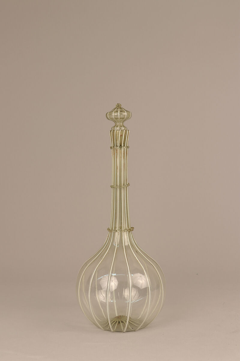 Bottle with stopper, Glass, Italian, Venice (Murano) 