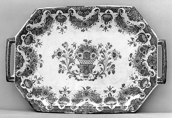 Plateau, Faience (tin-glazed earthenware), French, Rouen 