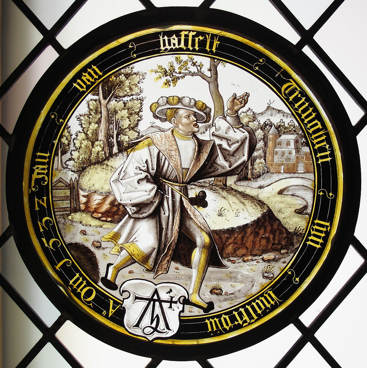 The Prodigal Sets Out (one of eight scenes from the story of the Prodigal Son), Colorless glass, vitreous paint and silver stain, German