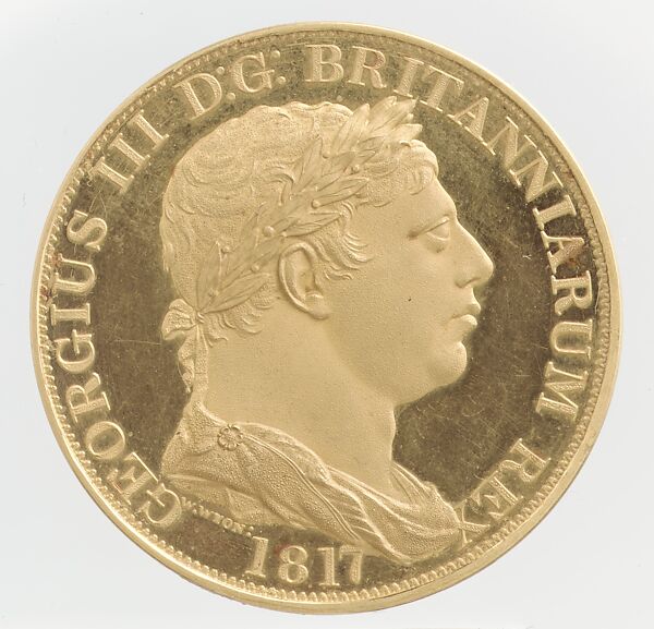 George III "Incorrupta" crown, William Wyon (British, Birmingham 1795–1851 Brighton), Gold, British, London 